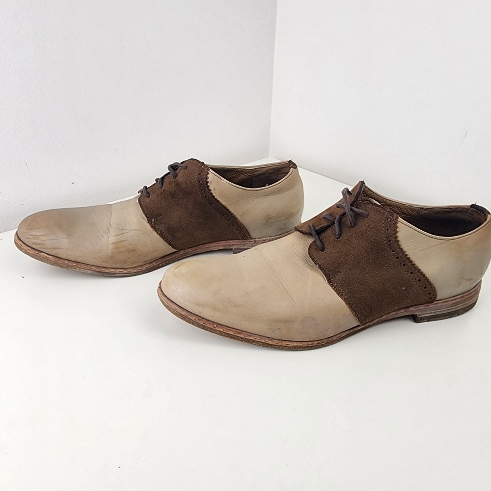 J.D Fisk Oxford Men Leather US Size 9.5  Two-Tone Brown and Cream Shoes